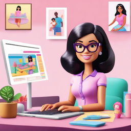 A modern depiction of Barbie as an online preschool teacher