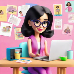 A modern depiction of Barbie as an online preschool teacher