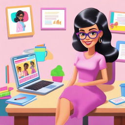 A modern depiction of Barbie as an online preschool teacher