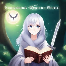 Create a book cover for a fantasy genre novel in anime style