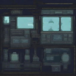 Instruments on an abandoned military submarine, depicted in pixel art style