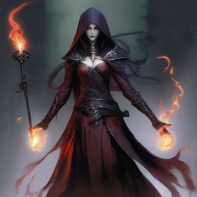 Lirael Darkflame es una tiflin hechicera con una personalidad intrigante y una habilidad innata para el carisma