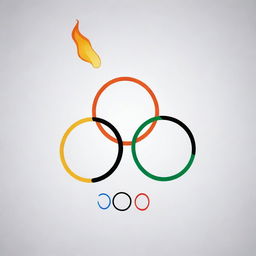 Generate an image with the phrase 'Olympic Disaster', in which the first 'o' in 'Olympic' is represented by the Olympic rings and the 'i' is depicted as an Olympic torch.