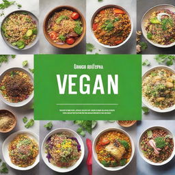 Create an image featuring a collection of vegan recipes for everyday meals