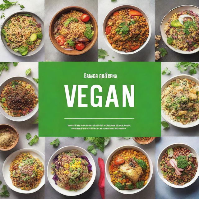 Create an image featuring a collection of vegan recipes for everyday meals