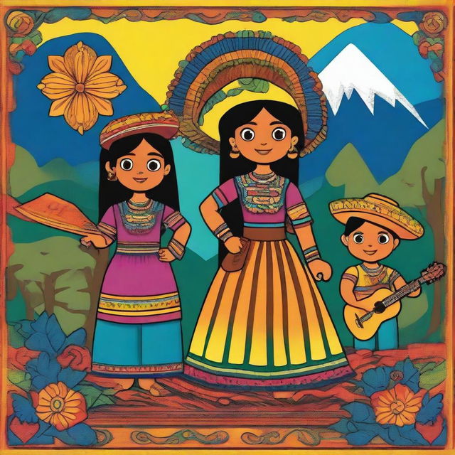 Create an image featuring characters from traditional Guatemalan legends