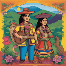 Create an image featuring characters from traditional Guatemalan legends