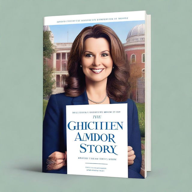 Create a book cover titled 'The Gretchen Whitmer Story'