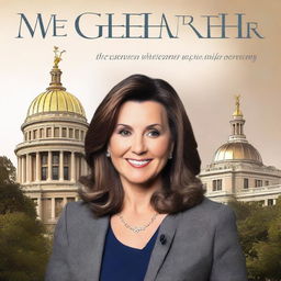 Create a book cover titled 'The Gretchen Whitmer Story'