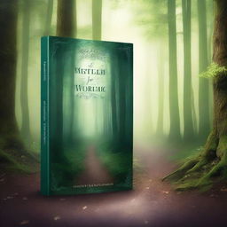 Create a book cover featuring a mysterious forest with a hidden path