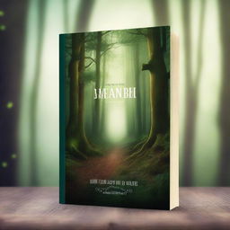 Create a book cover featuring a mysterious forest with a hidden path