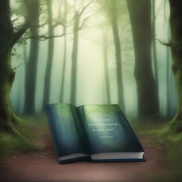 Create a book cover featuring a mysterious forest with a hidden path