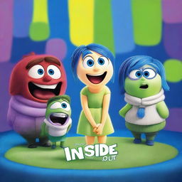 Create a movie poster for 'Inside Out 2', featuring the main emotions Joy, Sadness, Anger, Fear, and Disgust