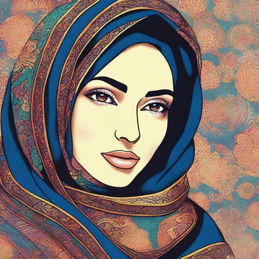 A beautiful illustration of a woman wearing a hijab