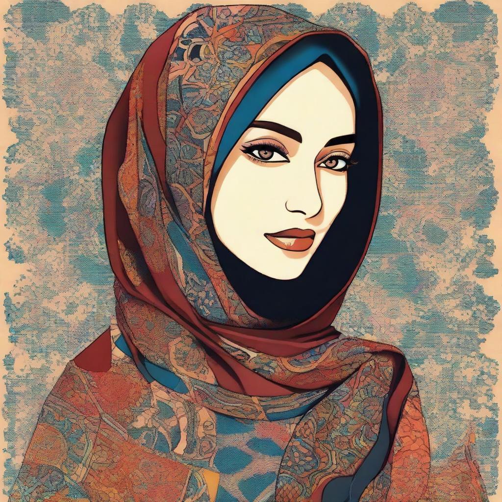 A beautiful illustration of a woman wearing a hijab