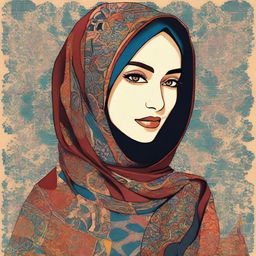 A beautiful illustration of a woman wearing a hijab