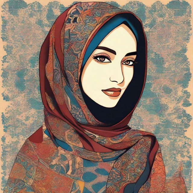 A beautiful illustration of a woman wearing a hijab