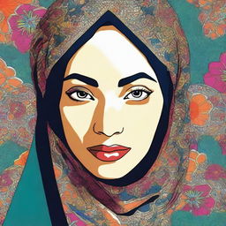 A beautiful illustration of a woman wearing a hijab