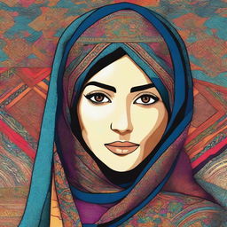 A beautiful illustration of a woman wearing a hijab