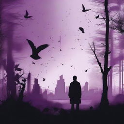 Create a silhouette image depicting a grim moment where most of humanity has been wiped out by artificial intelligence