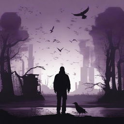 Create a silhouette image depicting a grim moment where most of humanity has been wiped out by artificial intelligence