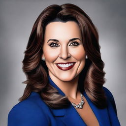 Create a detailed portrait of Gretchen Whitmer, the Governor of Michigan