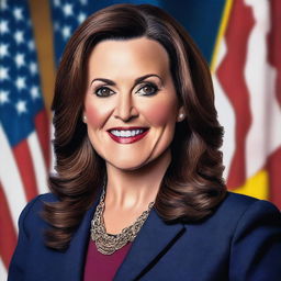 Create a detailed portrait of Gretchen Whitmer, the Governor of Michigan