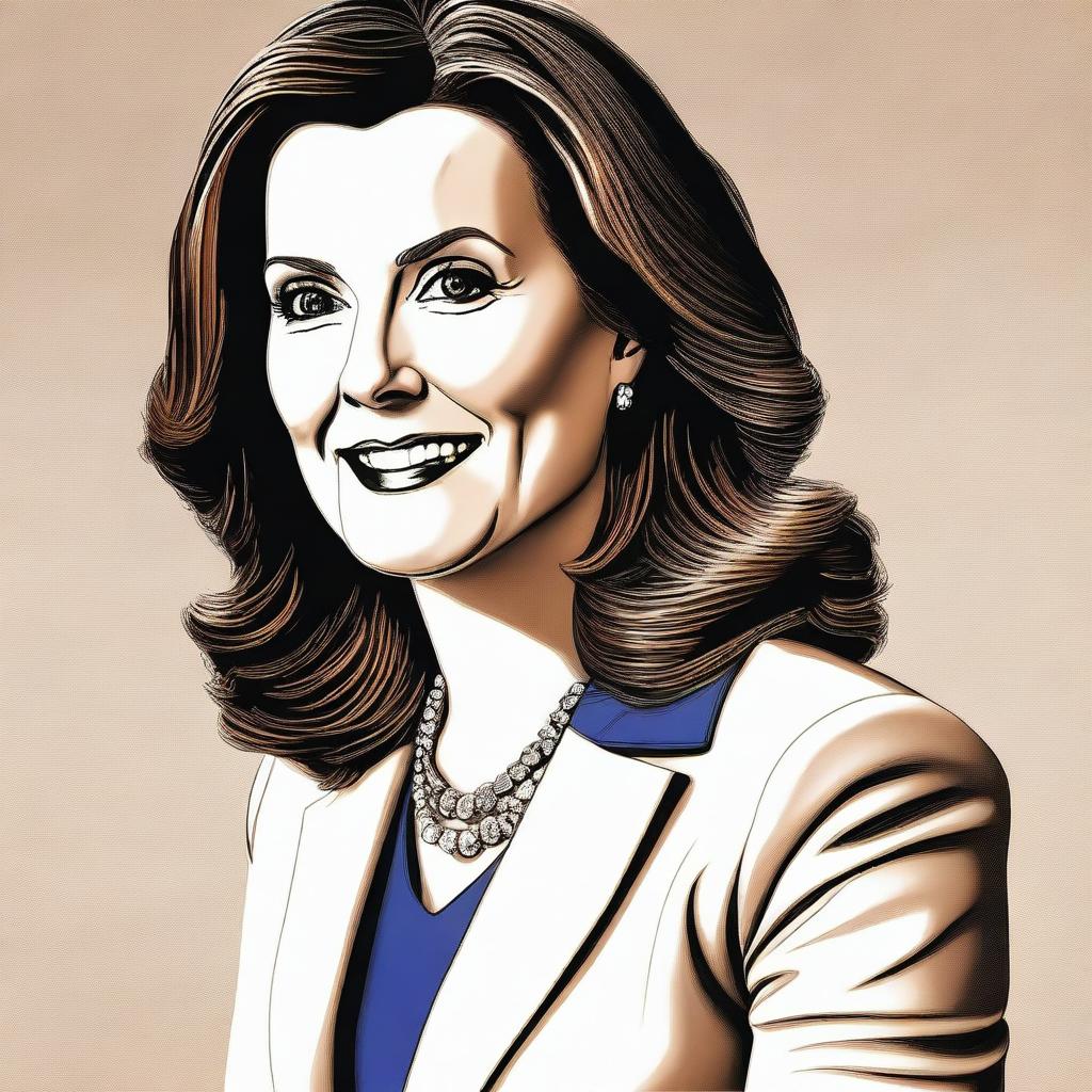 Create a detailed portrait of Gretchen Whitmer, the Governor of Michigan