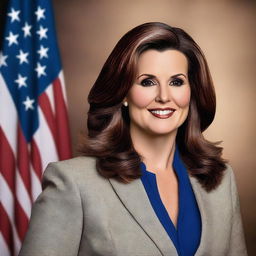 Create a detailed portrait of Gretchen Whitmer, the Governor of Michigan