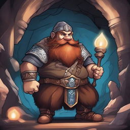 A detailed and vibrant illustration of a dwarf, showcasing traditional dwarf characteristics such as a stout and muscular build, a long beard, and wearing armor with intricate designs