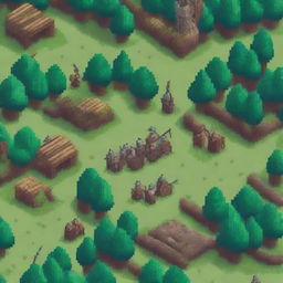 Un campo de batalla antiguo en estilo pixel art pero con un toque realista