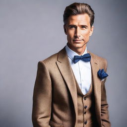 Create an image featuring attractive, well-dressed men with a confident and charismatic presence