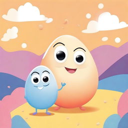 Create a fun and educational illustration featuring Rita the egg and Sammy the sperm