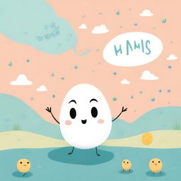 Create a whimsical and educational children's book cover featuring a friendly sperm and a cheerful egg