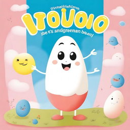 Create a whimsical and educational children's book cover featuring a friendly sperm and a cheerful egg