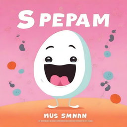 Create a playful and educational children's book cover featuring a cheerful sperm character