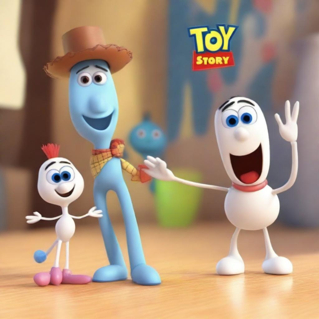 Forky and Knifey from Toy Story are making a new friend named Spoony, who is a girl