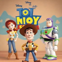 Create a movie poster for 'Toy Story 5: A New Generation' in the style of a Pixar movie