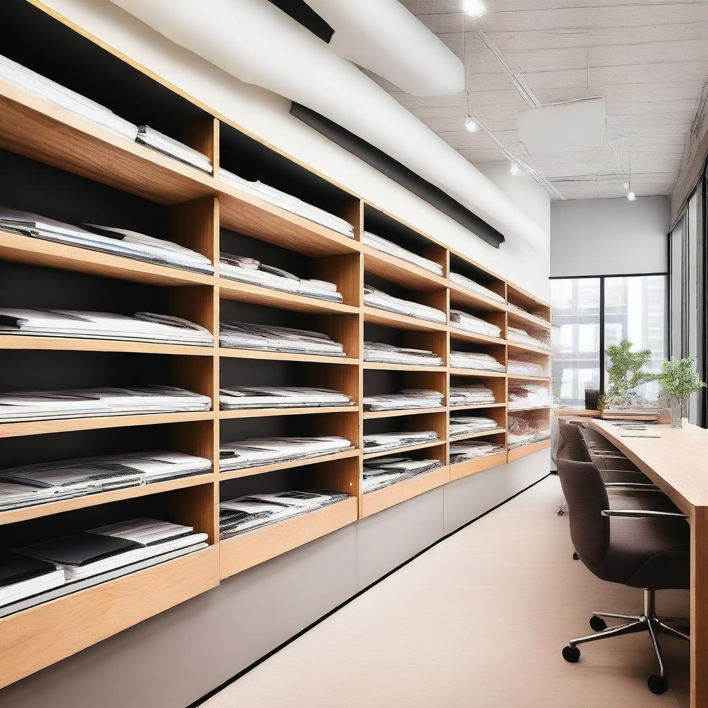 A modern office supplies store featuring a sleek and contemporary design