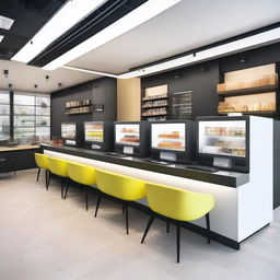 A modern internet cafe store with a contemporary, stylish design