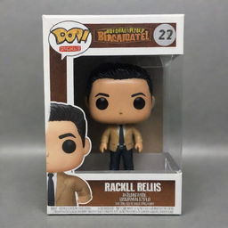 A Funko Pop figure of a tan-skinned man with short black hair and brown eyes. He has medium-sized lips and is depicted as a radio broadcaster.