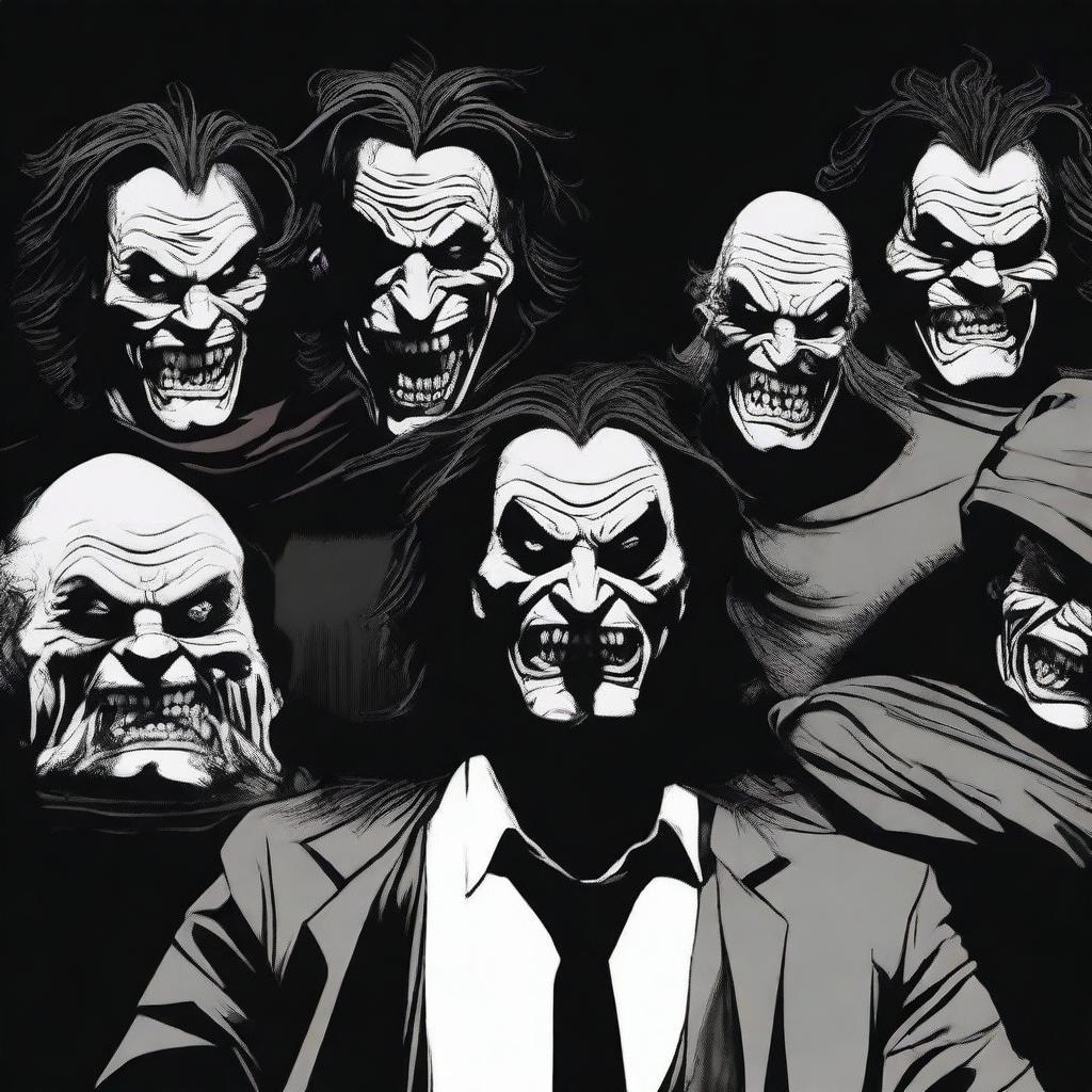 A depiction of villains with a madman appearance