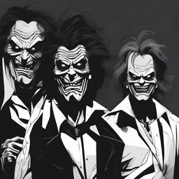 A depiction of villains with a madman appearance
