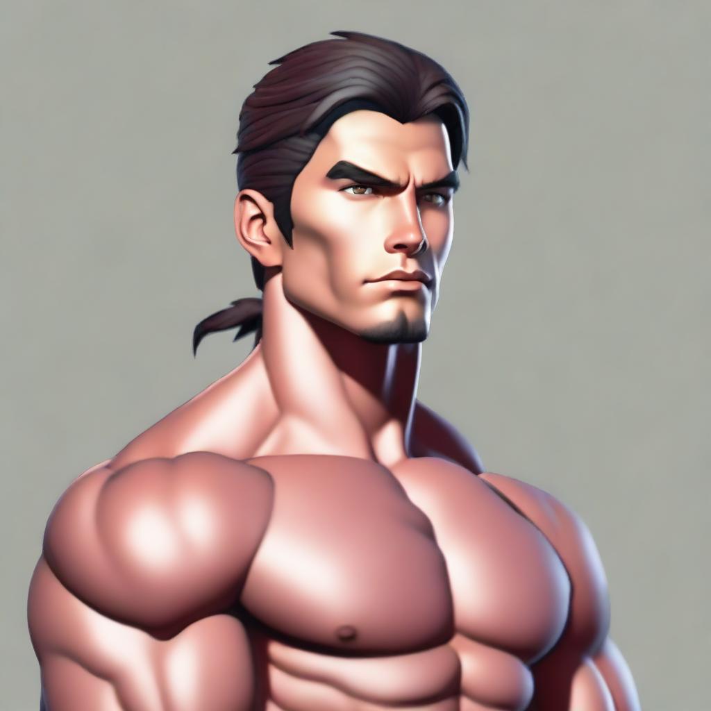 A young man without a beard, of average height, and with a defined musculature