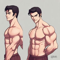 A young man without a beard, of average height, and with a defined musculature
