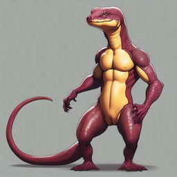A young humanoid pseudo-salamander, of average height, and with a defined musculature