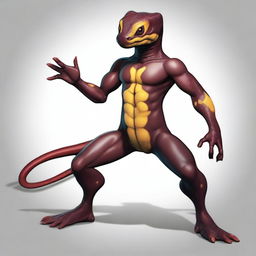 A young humanoid pseudo-salamander, of average height, and with a defined musculature