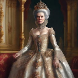 A detailed illustration of Circa from Planet of the Apes dressed as Catherine the Great