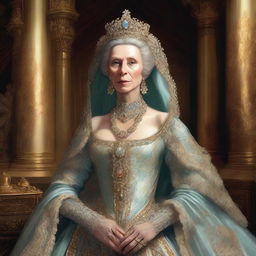 A detailed illustration of Circa from Planet of the Apes dressed as Catherine the Great