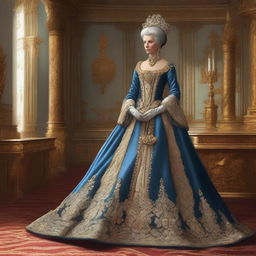 A detailed illustration of Circa from Planet of the Apes dressed as Catherine the Great